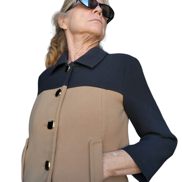 Banana Republic Women's Button-Up Lined Color Block Blazer/Jacket Black/Tan PXS - Picture 5 of 11